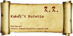 Kabát Koletta névjegykártya